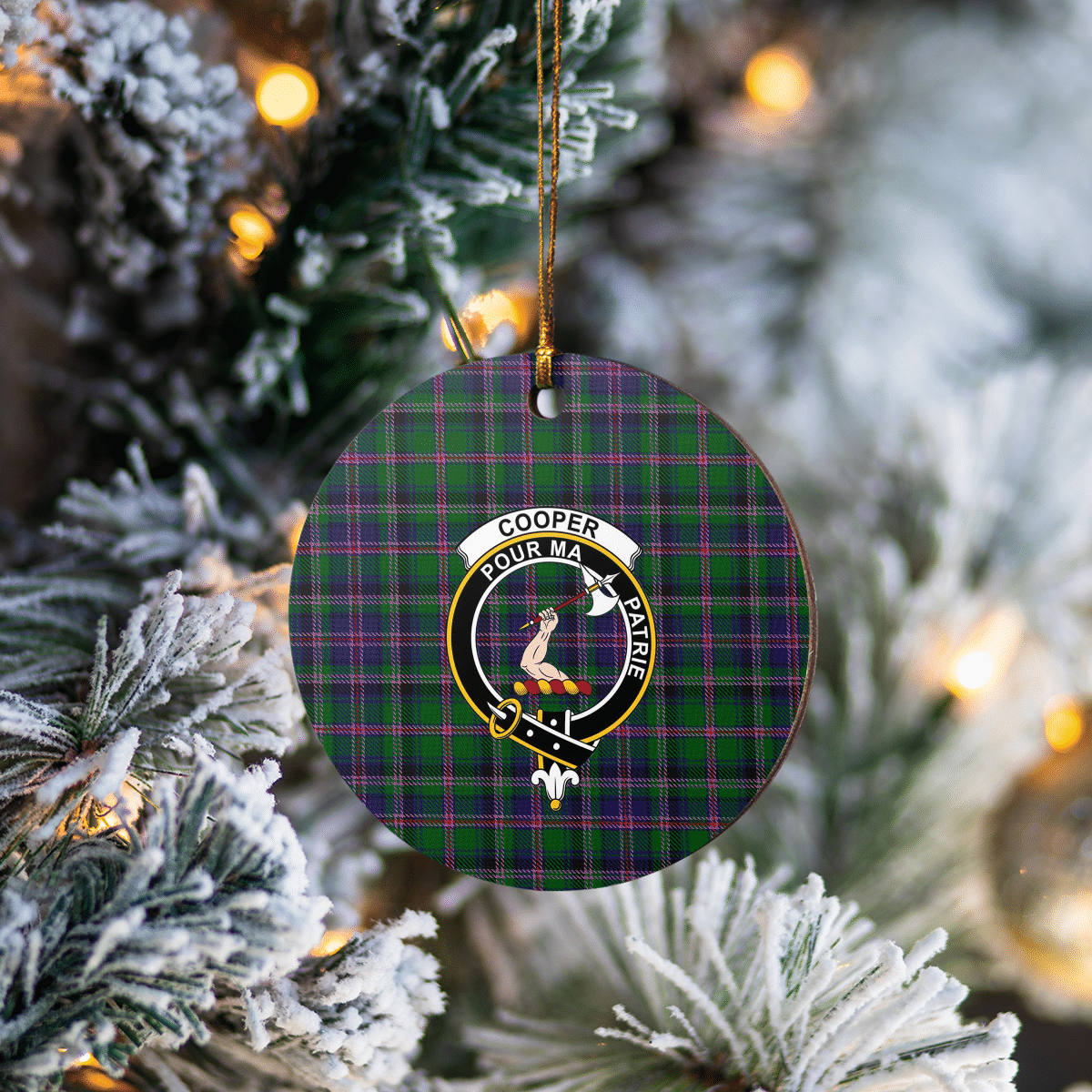 Clan Cooper Modern Tartan Crest Round Ceramic Ornament YY33 Cooper Modern Tartan Tartan Christmas   