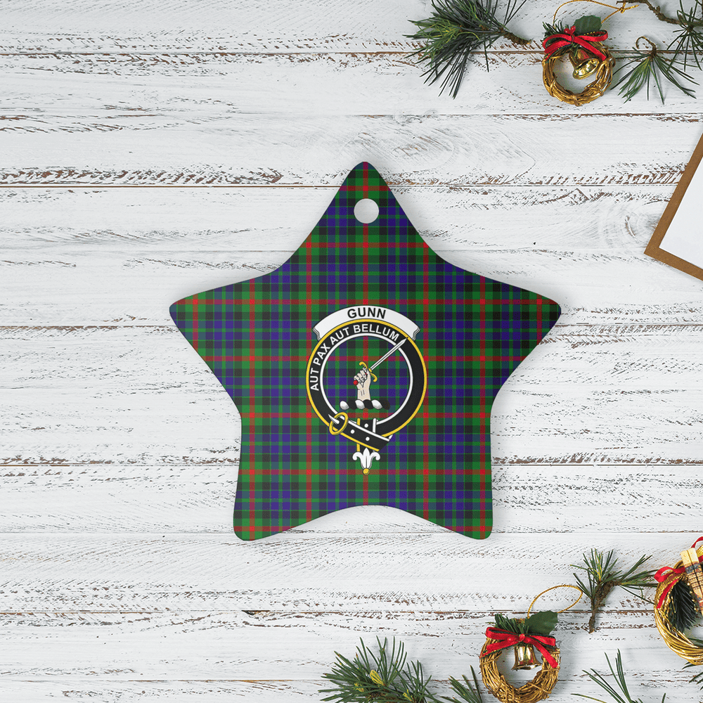 Clan Gunn Tartan Crest Star Ceramic Ornament BO85 Gunn Tartan Tartan Christmas   