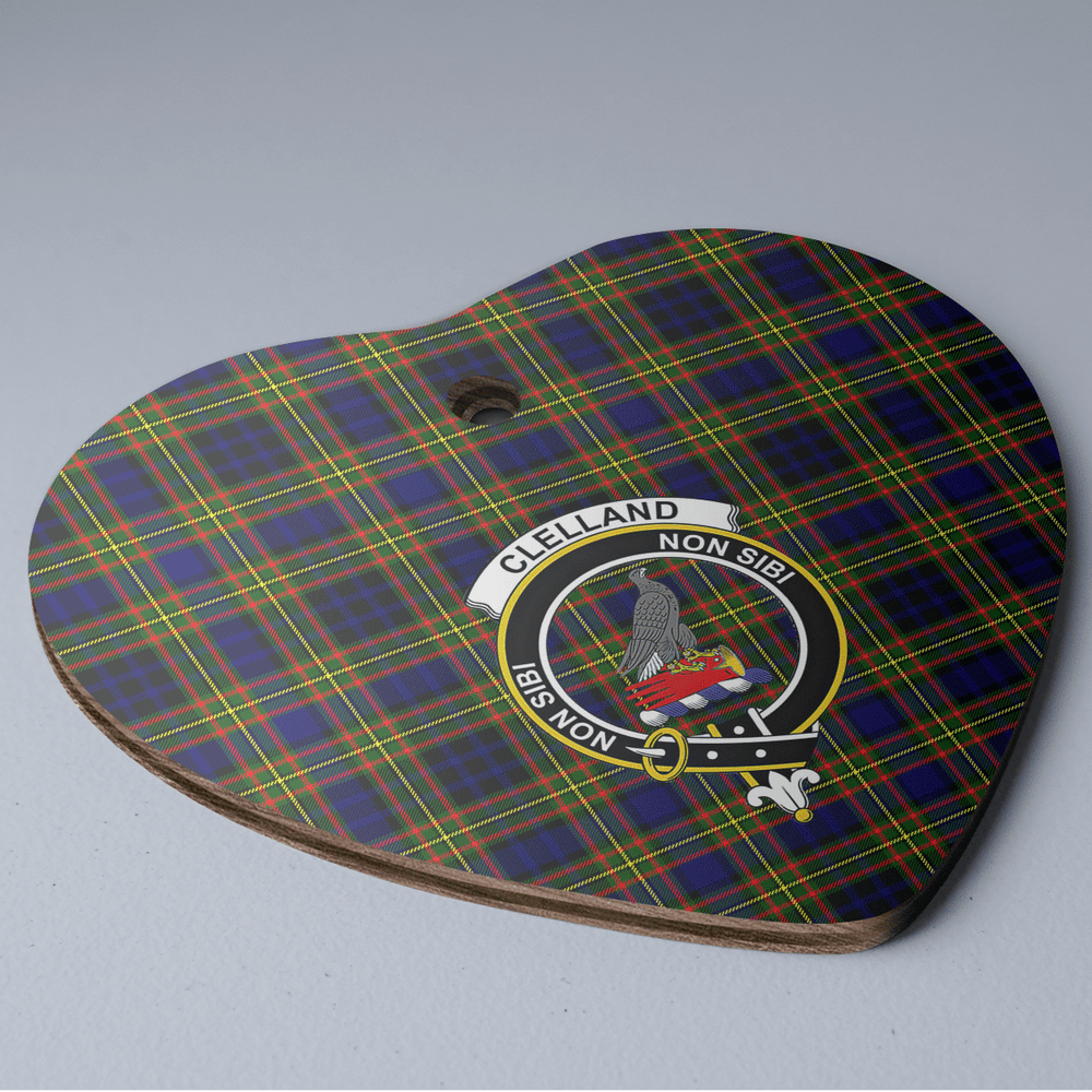 Clan Clelland Modern Tartan Crest Heart Ceramic Ornament LO25 Clelland Modern Tartan Tartan Christmas   