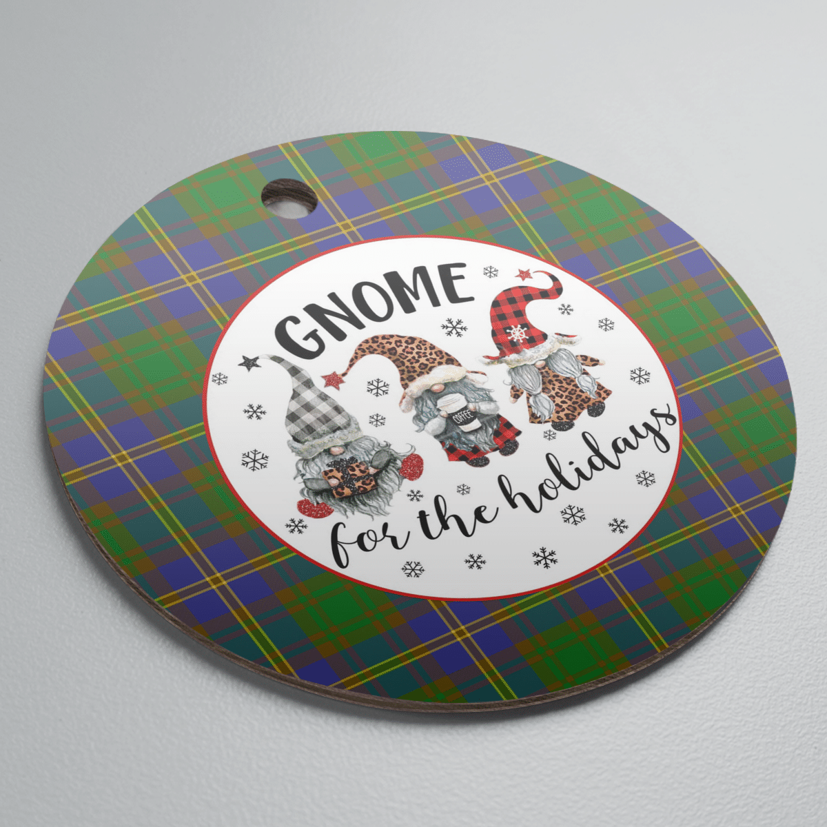 Clan Strange of Balkaskie Tartan Tartan Crest Gnome Round Ceramic Ornament GJ96 Strange of Balkaskie Tartan Tartan Christmas   