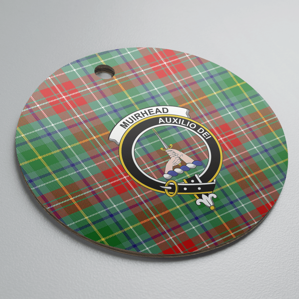 Clan Muirhead Tartan Crest Round Ceramic Ornament FS71 Muirhead Tartan Tartan Christmas   