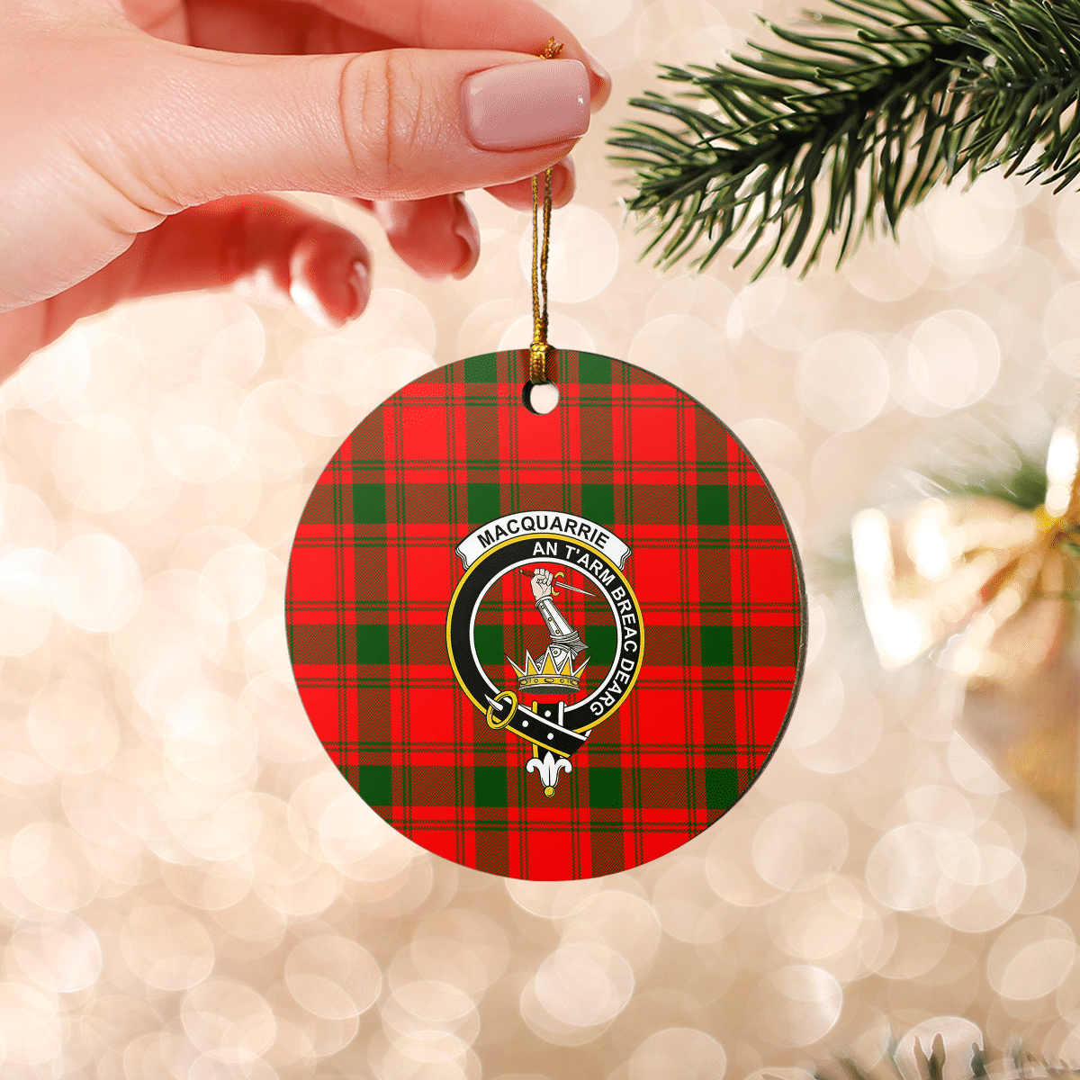 Clan MacQuarrie Modern Tartan Crest Round Ceramic Ornament XT24 MacQuarrie Modern Tartan Tartan Christmas   
