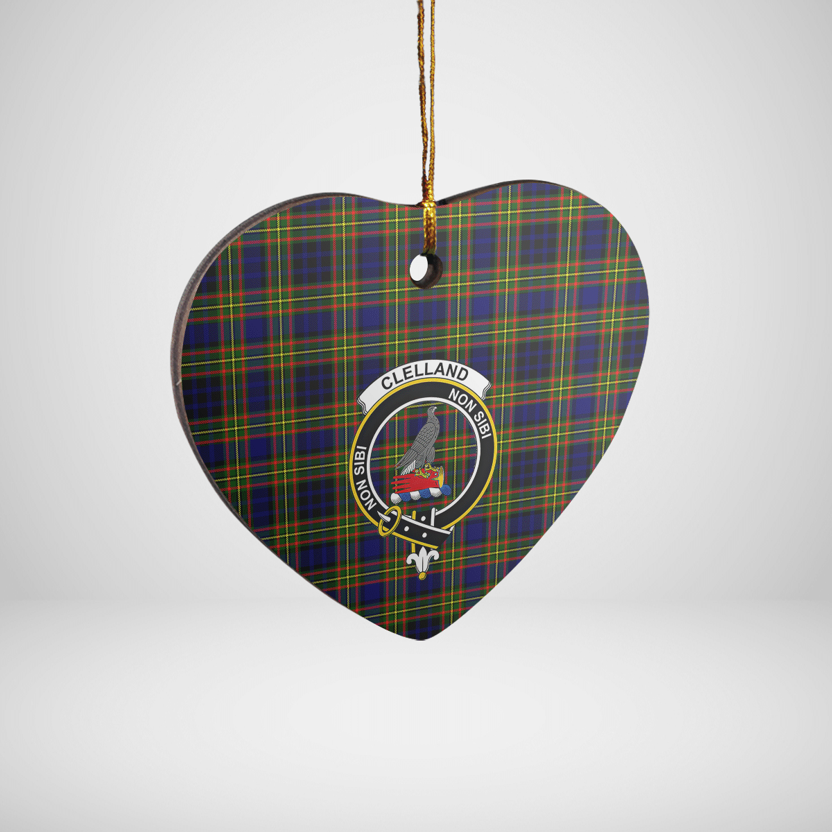 Clan Clelland Modern Tartan Crest Heart Ceramic Ornament LO25 Clelland Modern Tartan Tartan Christmas   