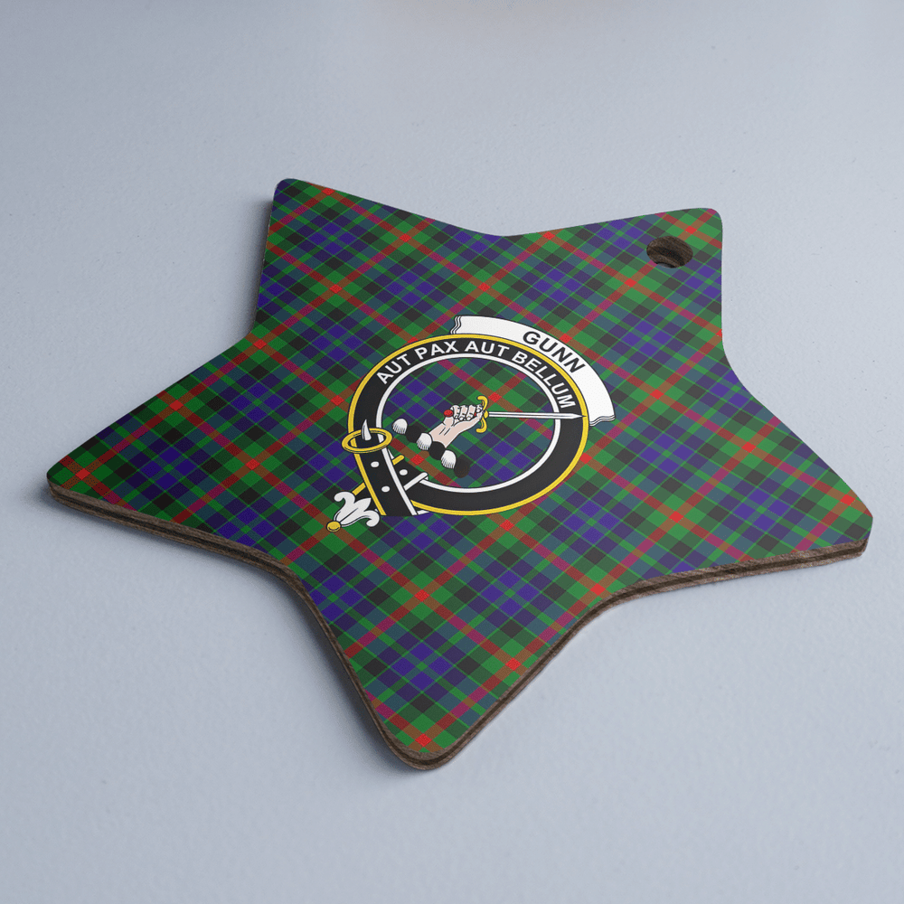 Clan Gunn Tartan Crest Star Ceramic Ornament BO85 Gunn Tartan Tartan Christmas   