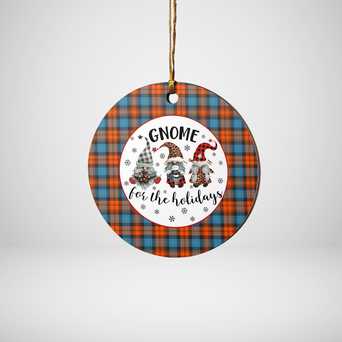 Clan MacLachlan Ancient Tartan Tartan Crest Gnome Round Ceramic Ornament NV44 MacLachlan Ancient Tartan Tartan Christmas   