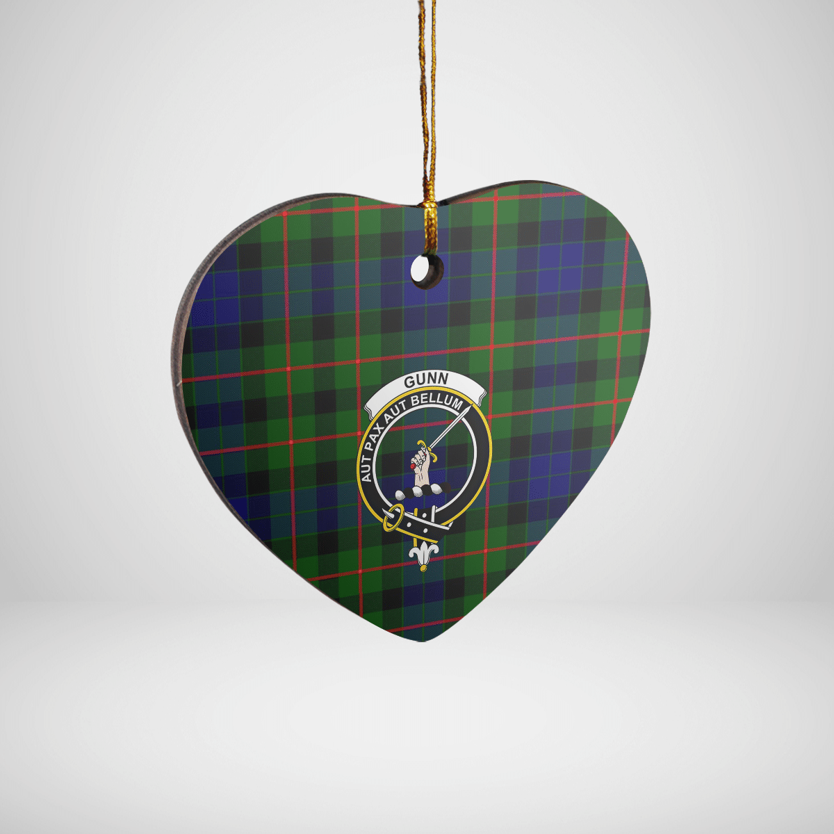 Clan Gunn Modern Tartan Crest Heart Ceramic Ornament IW19 Gunn Modern Tartan Tartan Christmas   