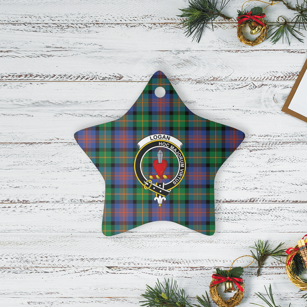 Clan Logan Ancient Tartan Crest Star Ceramic Ornament UX38 Logan Ancient Tartan Tartan Christmas   