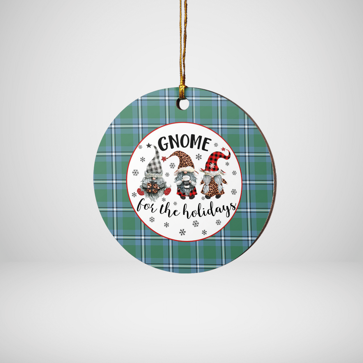 Clan Irvine Tartan Tartan Crest Gnome Round Ceramic Ornament DX87 Irvine Tartan Tartan Christmas   