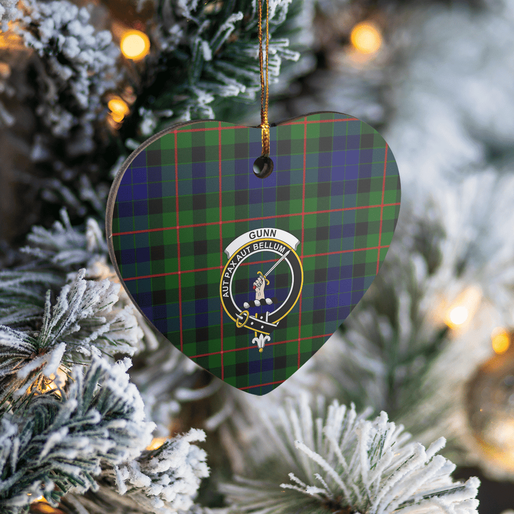 Clan Gunn Modern Tartan Crest Heart Ceramic Ornament IW19 Gunn Modern Tartan Tartan Christmas   
