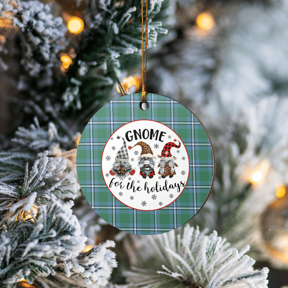 Clan Irvine Tartan Tartan Crest Gnome Round Ceramic Ornament DX87 Irvine Tartan Tartan Christmas   