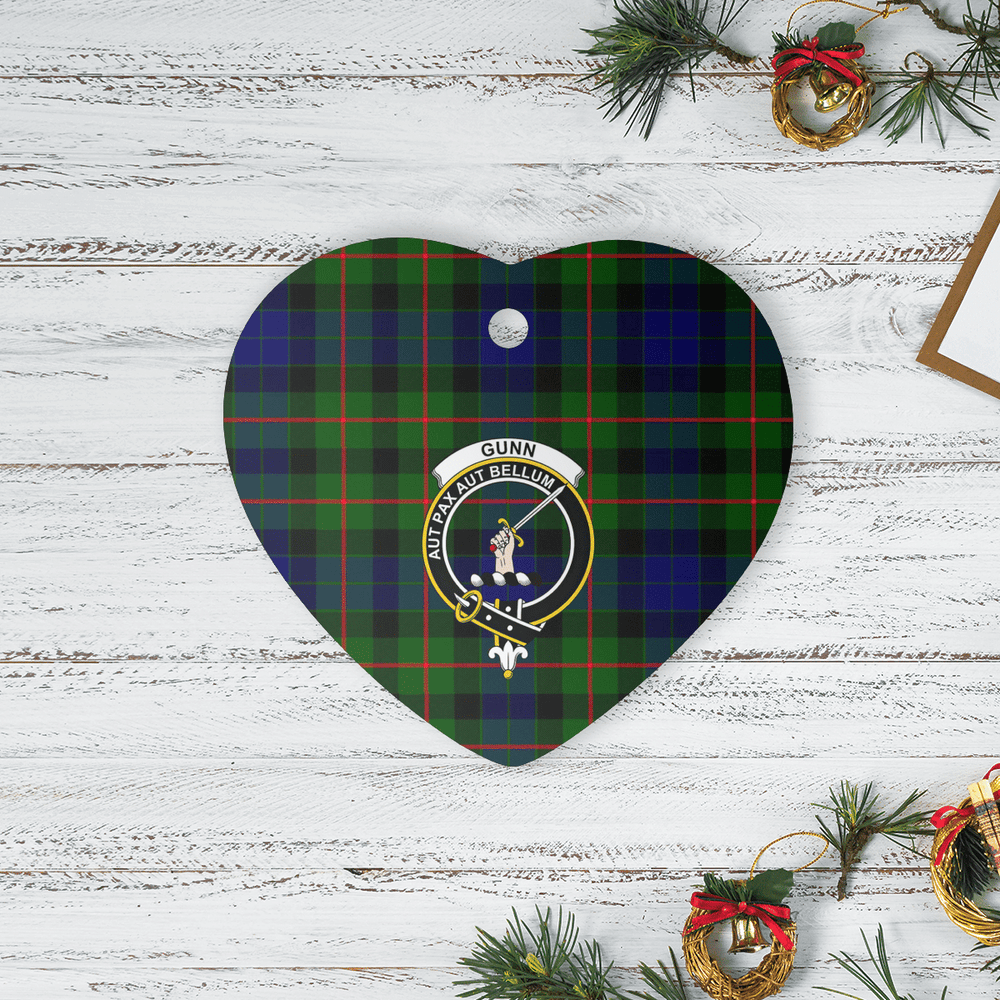 Clan Gunn Modern Tartan Crest Heart Ceramic Ornament IW19 Gunn Modern Tartan Tartan Christmas   