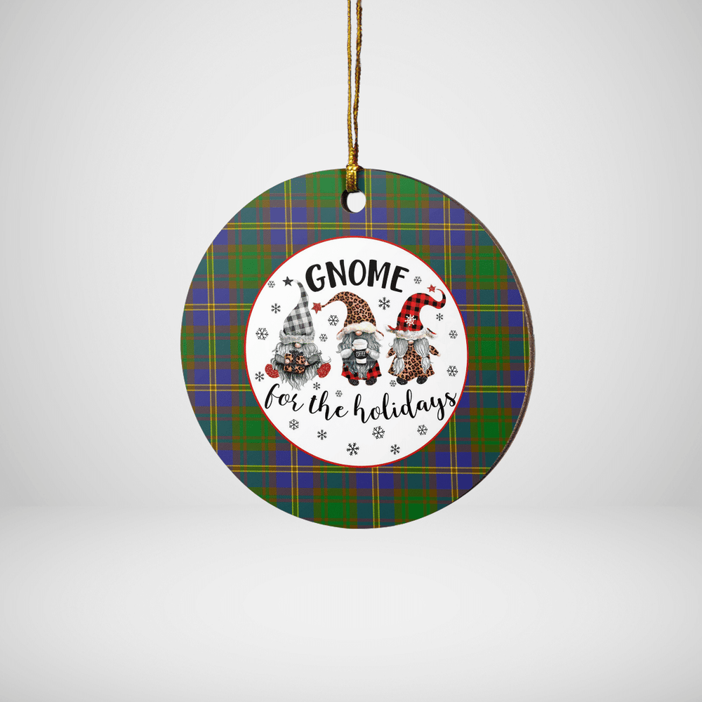 Clan Strange of Balkaskie Tartan Tartan Crest Gnome Round Ceramic Ornament GJ96 Strange of Balkaskie Tartan Tartan Christmas   