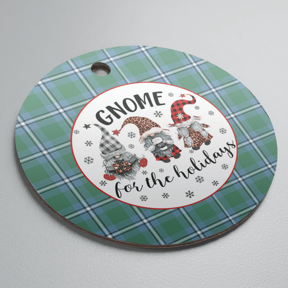 Clan Irvine Tartan Tartan Crest Gnome Round Ceramic Ornament DX87 Irvine Tartan Tartan Christmas   