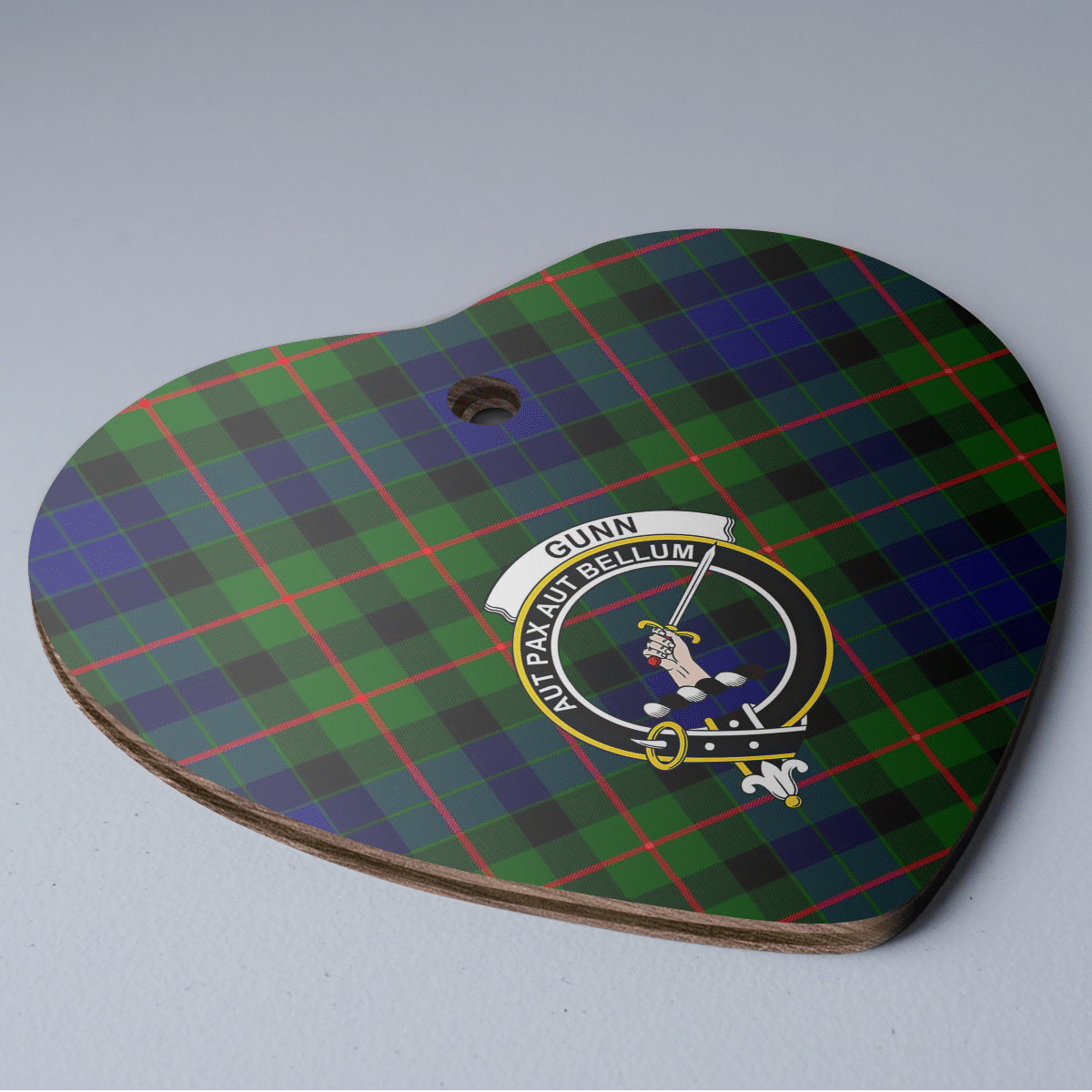 Clan Gunn Modern Tartan Crest Heart Ceramic Ornament IW19 Gunn Modern Tartan Tartan Christmas   