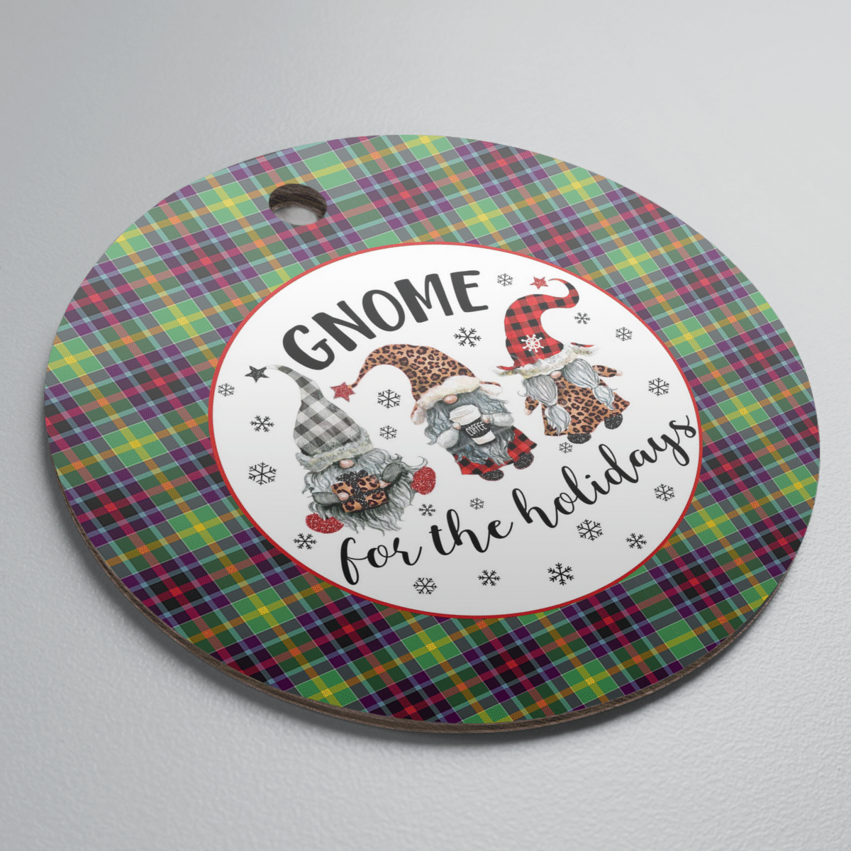 Clan Clephane Tartan Tartan Crest Gnome Round Ceramic Ornament XP15 Clephane Tartan Tartan Christmas   