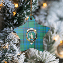 Clan Lockhart Tartan Crest Star Ceramic Ornament KG48 Lockhart Tartan Tartan Christmas   