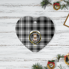Clan Menzies Black & White Modern Tartan Crest Heart Ceramic Ornament MR84 Menzies Black & White Modern Tartan Tartan Christmas   
