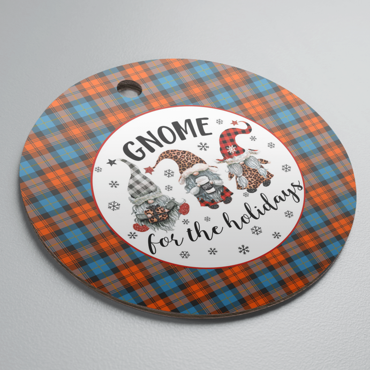 Clan MacLachlan Ancient Tartan Tartan Crest Gnome Round Ceramic Ornament NV44 MacLachlan Ancient Tartan Tartan Christmas   