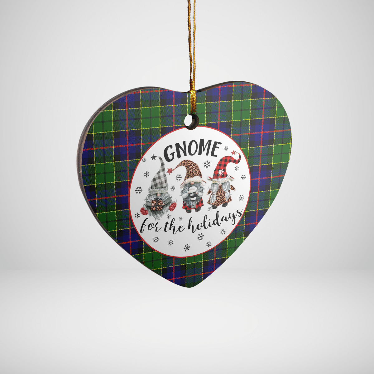 Clan Forsyth Modern Tartan Tartan Crest Gnome Heart Ceramic Ornament QO83 Forsyth Modern Tartan Tartan Christmas   