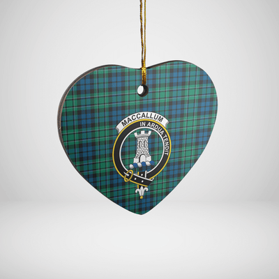 Clan MacCallum Ancient Tartan Crest Heart Ceramic Ornament
