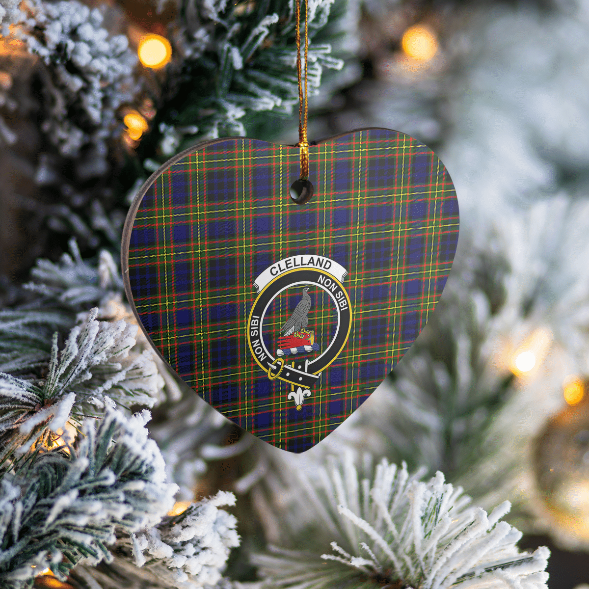 Clan Clelland Modern Tartan Crest Heart Ceramic Ornament LO25 Clelland Modern Tartan Tartan Christmas   