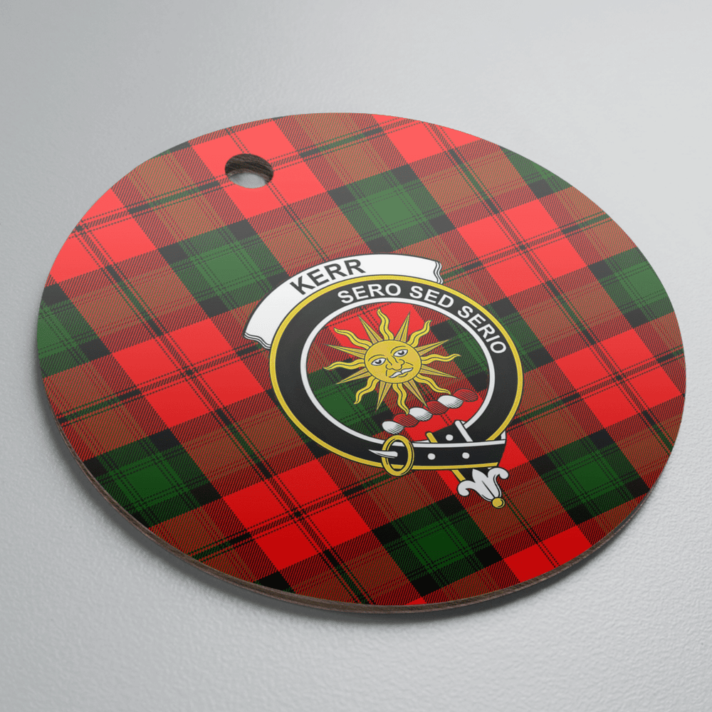 Clan Kerr Modern Tartan Crest Round Ceramic Ornament PX77 Kerr Modern Tartan Tartan Christmas   