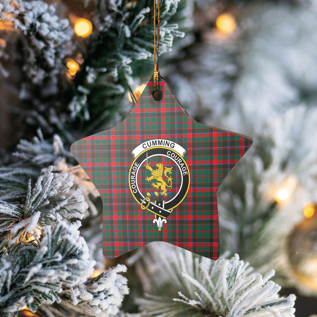 Clan Cumming Hunting Modern Tartan Crest Star Ceramic Ornament AY73 Cumming Hunting Modern Tartan Tartan Christmas   