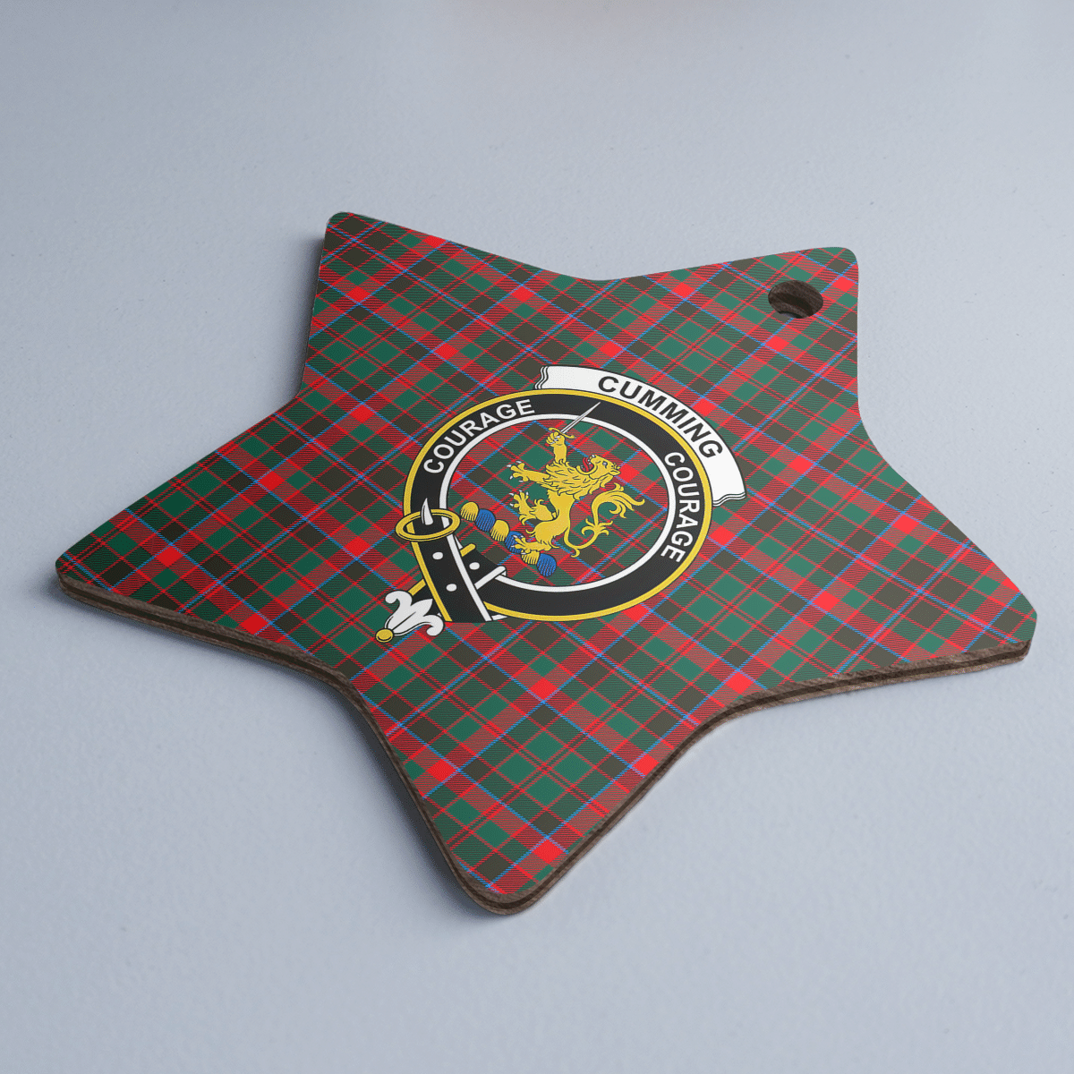 Clan Cumming Hunting Modern Tartan Crest Star Ceramic Ornament AY73 Cumming Hunting Modern Tartan Tartan Christmas   