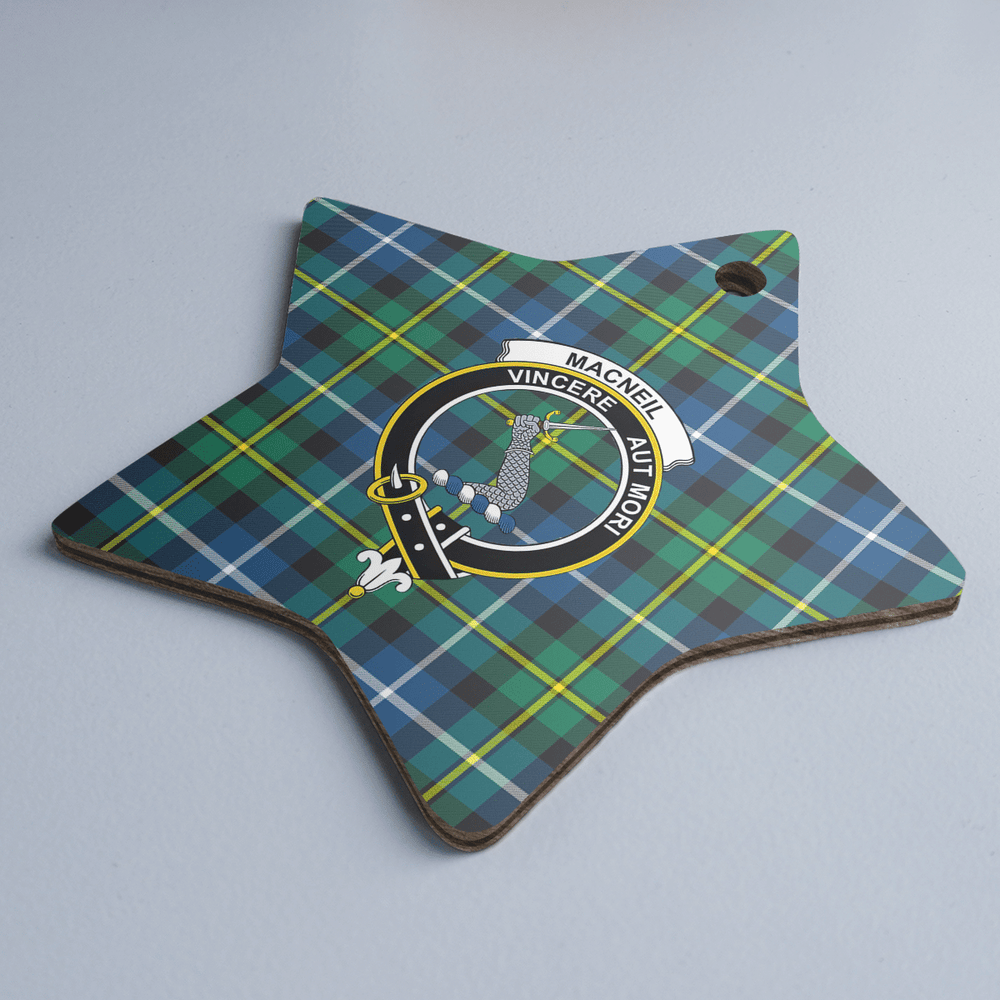 Clan MacNeill of Barra Ancient Tartan Crest Star Ceramic Ornament DP43 MacNeill of Barra Ancient Tartan Tartan Christmas   
