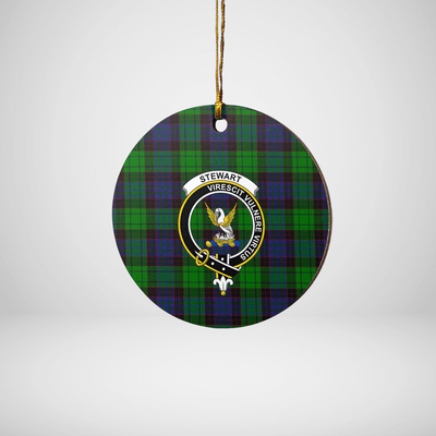 Clan Stewart Old Modern Tartan Crest Round Ceramic Ornament