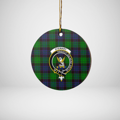 Clan Stewart Old Modern Tartan Crest Round Ceramic Ornament QF73 Stewart Old Modern Tartan Tartan Christmas   