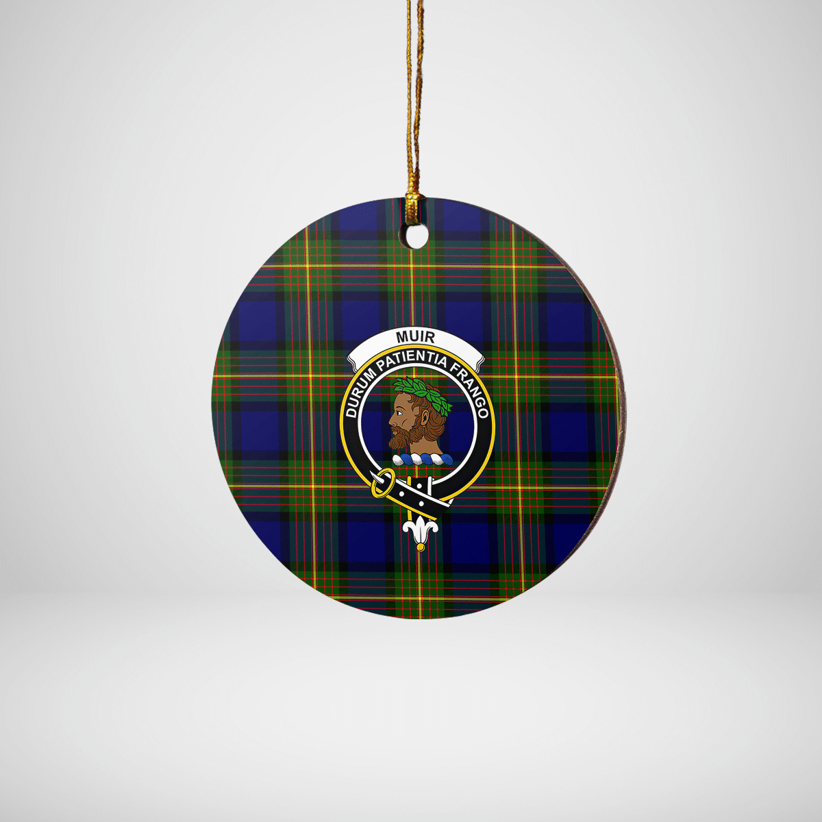 Clan Muir Tartan Crest Round Ceramic Ornament HV11 Muir Tartan Tartan Christmas   