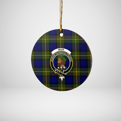 Clan Muir Tartan Crest Round Ceramic Ornament