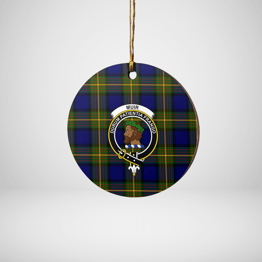 Clan Muir Tartan Crest Round Ceramic Ornament HV11 Muir Tartan Tartan Christmas   