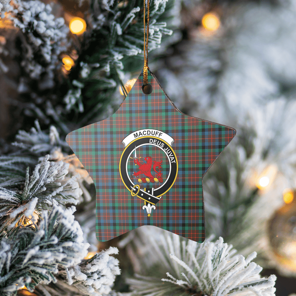 Clan MacDuff Hunting Ancient Tartan Crest Star Ceramic Ornament JQ90 MacDuff Hunting Ancient Tartan Tartan Christmas   