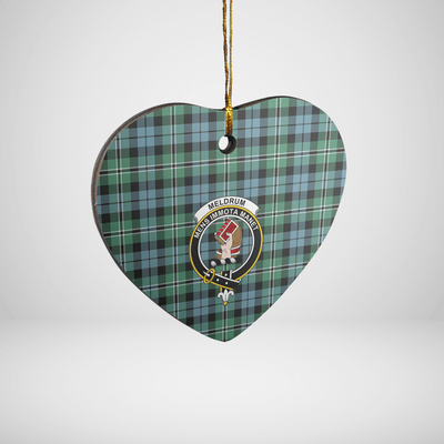 Clan Melville Tartan Crest Heart Ceramic Ornament