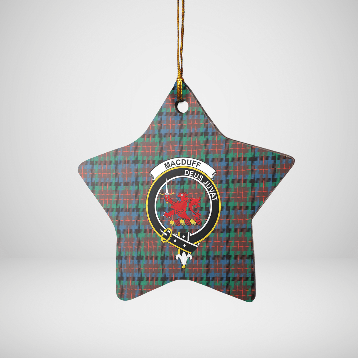 Clan MacDuff Hunting Ancient Tartan Crest Star Ceramic Ornament JQ90 MacDuff Hunting Ancient Tartan Tartan Christmas   