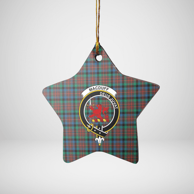 Clan MacDuff Hunting Ancient Tartan Crest Star Ceramic Ornament