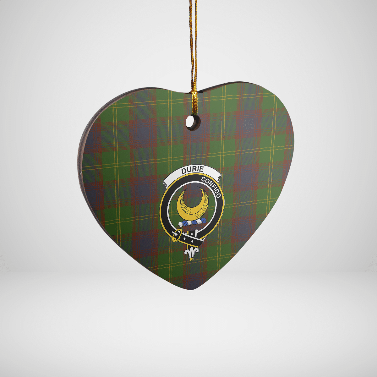 Clan Durie Tartan Crest Heart Ceramic Ornament FZ14 Durie Tartan Tartan Christmas   