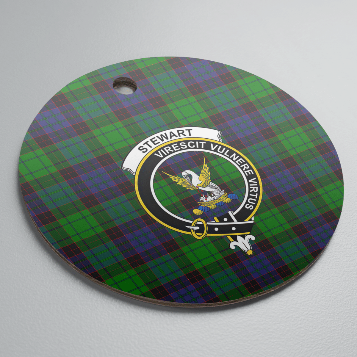 Clan Stewart Old Modern Tartan Crest Round Ceramic Ornament QF73 Stewart Old Modern Tartan Tartan Christmas   