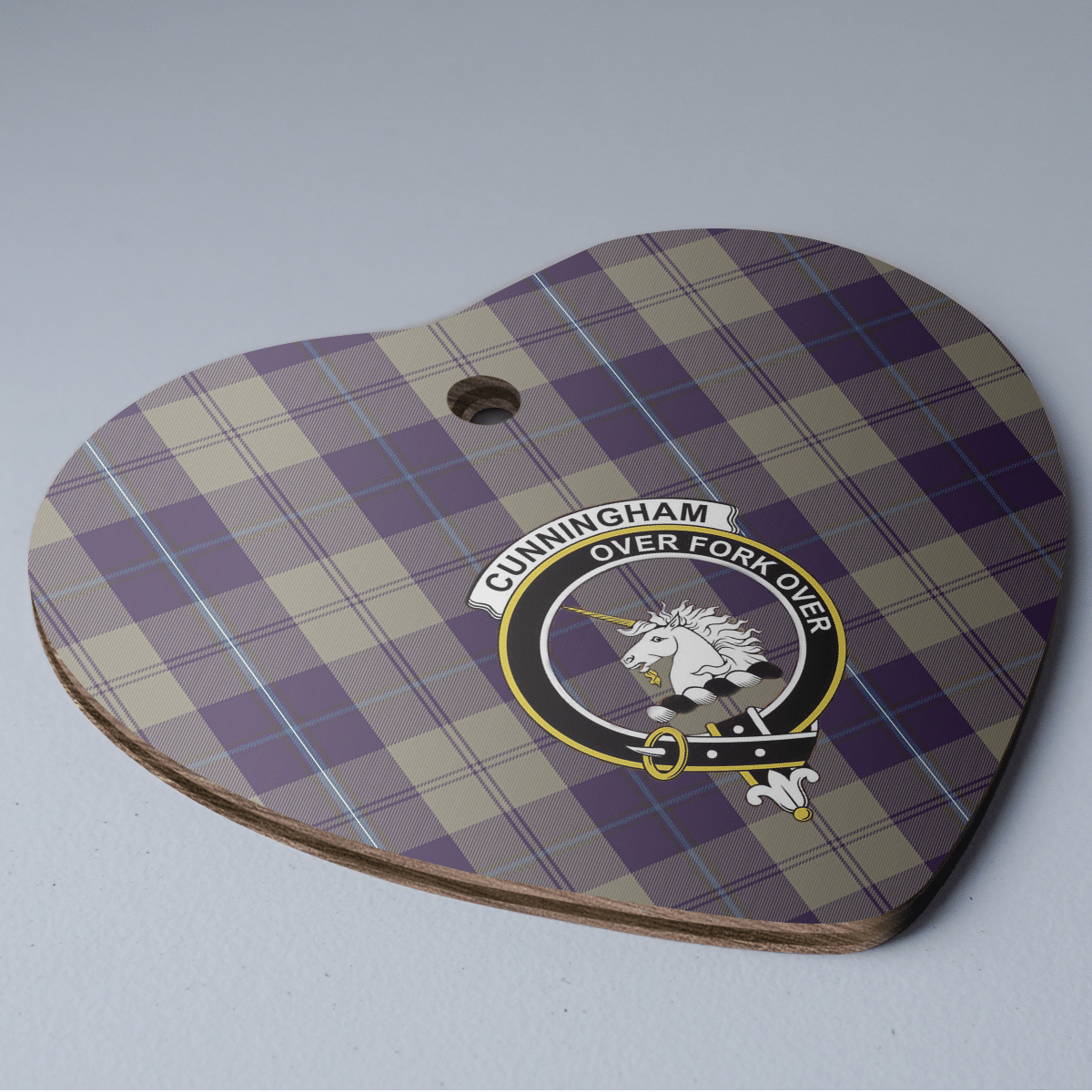 Clan Cunningham Dress Blue Dancers Tartan Crest Heart Ceramic Ornament FD12 Cunningham Dress Blue Dancers Tartan Tartan Christmas   