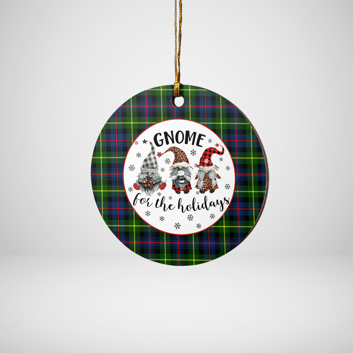 Clan Farquharson Modern Tartan Tartan Crest Gnome Round Ceramic Ornament HO50 Farquharson Modern Tartan Tartan Christmas   