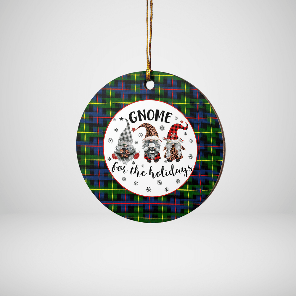 Clan Farquharson Modern Tartan Tartan Crest Gnome Round Ceramic Ornament HO50 Farquharson Modern Tartan Tartan Christmas   