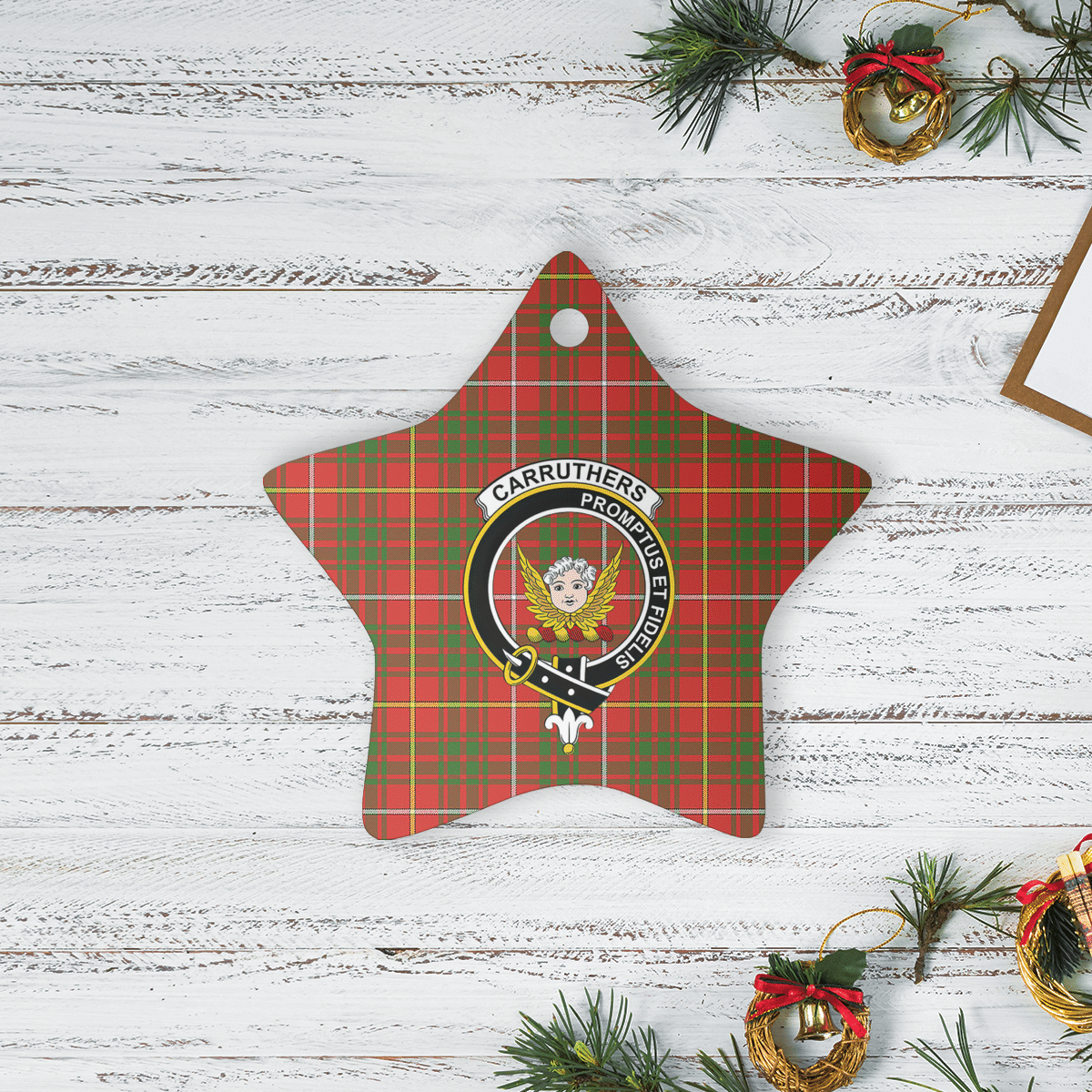 Clan Carruthers Tartan Crest Star Ceramic Ornament OB47 Carruthers Tartan Tartan Christmas   