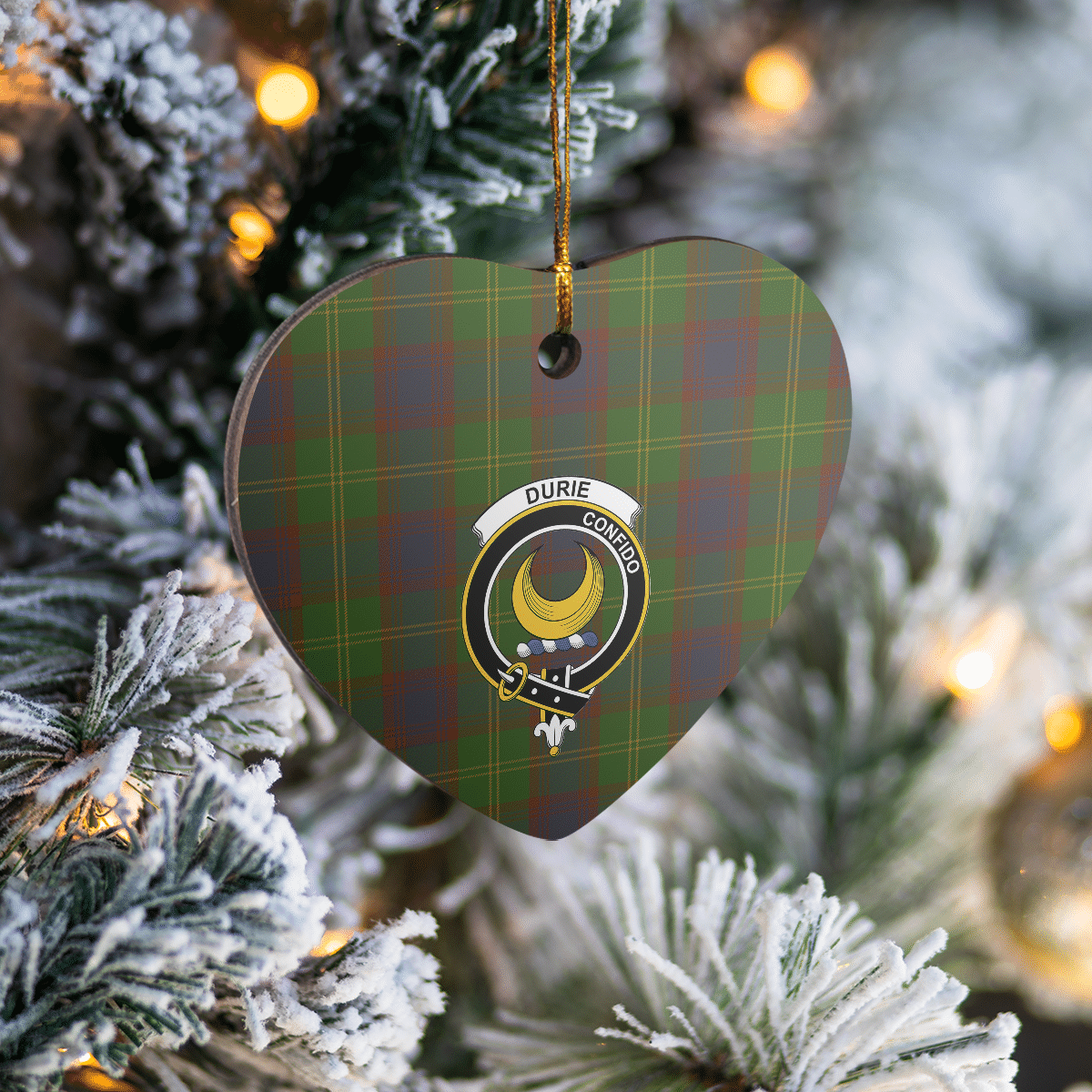 Clan Durie Tartan Crest Heart Ceramic Ornament FZ14 Durie Tartan Tartan Christmas   