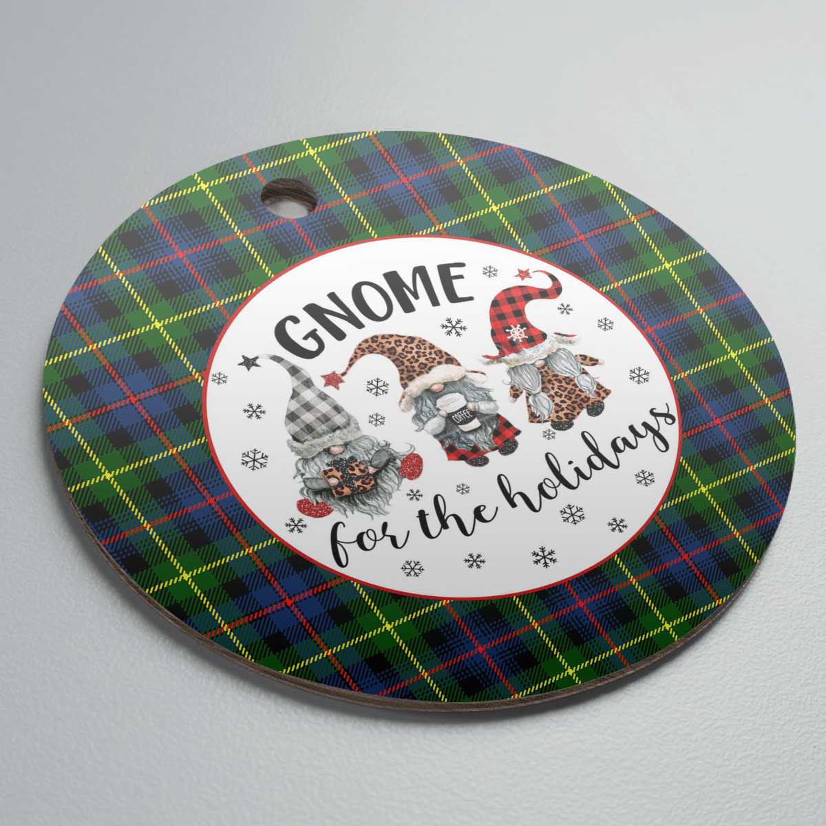 Clan Farquharson Modern Tartan Tartan Crest Gnome Round Ceramic Ornament HO50 Farquharson Modern Tartan Tartan Christmas   