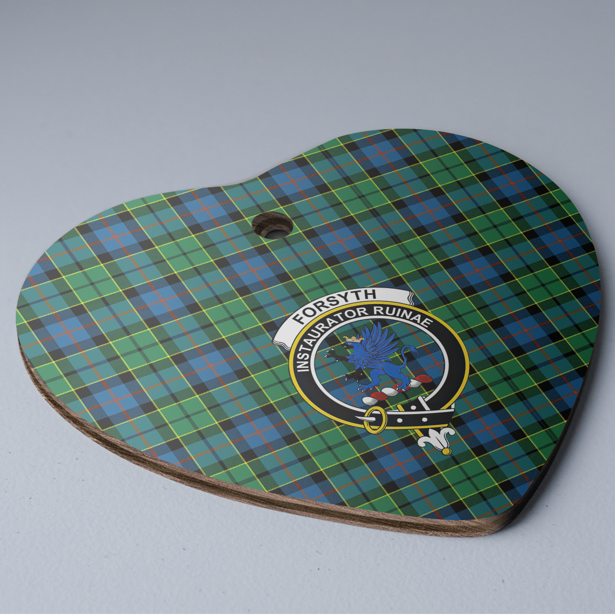 Clan Forsyth Ancient Tartan Crest Heart Ceramic Ornament CX63 Forsyth Ancient Tartan Tartan Christmas   