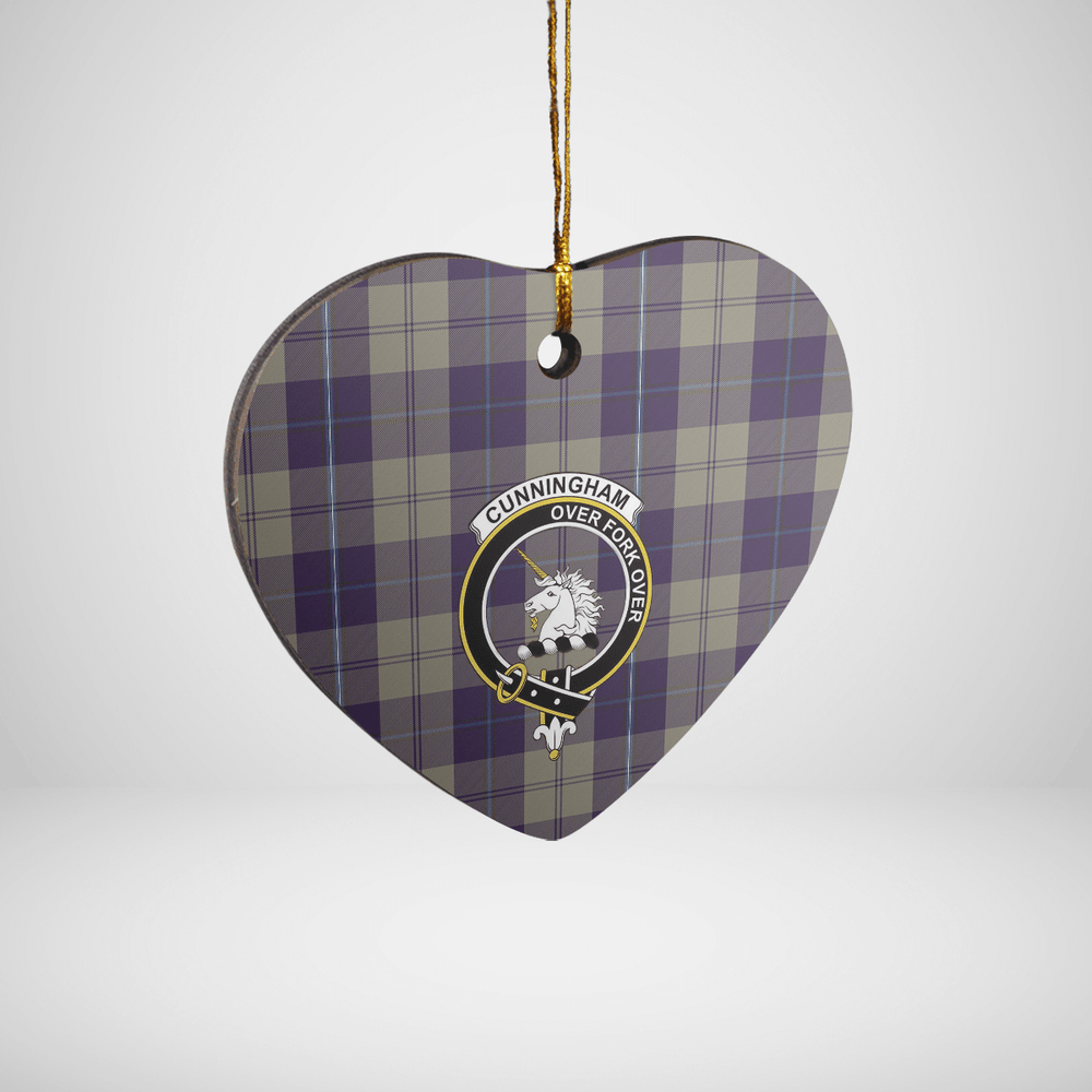 Clan Cunningham Dress Blue Dancers Tartan Crest Heart Ceramic Ornament FD12 Cunningham Dress Blue Dancers Tartan Tartan Christmas   
