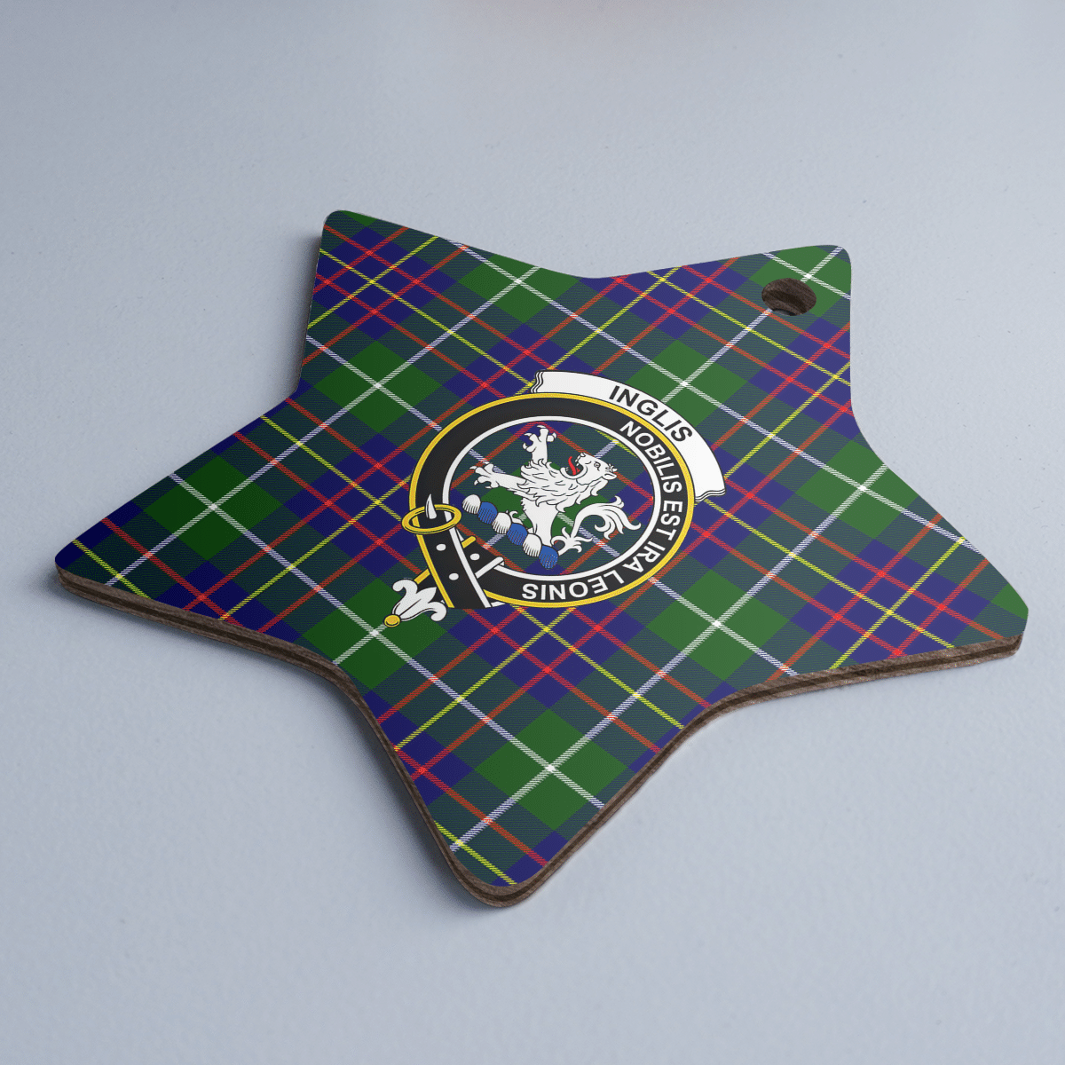Clan Inglis Modern Tartan Crest Star Ceramic Ornament BX47 Inglis Modern Tartan Tartan Christmas   