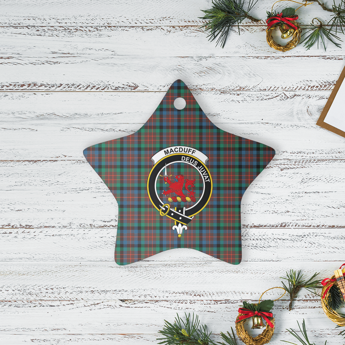 Clan MacDuff Hunting Ancient Tartan Crest Star Ceramic Ornament JQ90 MacDuff Hunting Ancient Tartan Tartan Christmas   